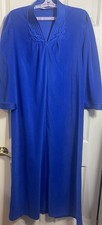 Vintage Vanity Fair Blue Zip Front Housecoat Robe Womens Medium Made USA