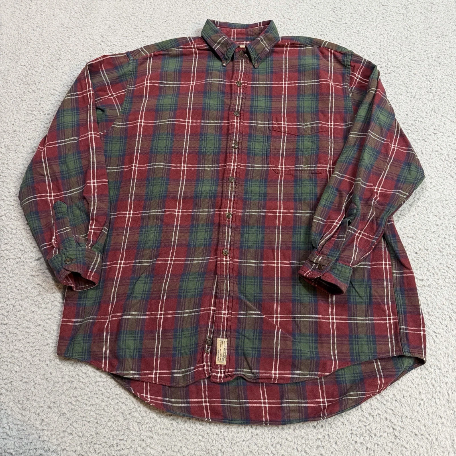 Ambercrombie & Fitch Shirt Mens Large Red Plaid The Big Shirt Flannel Outdoors