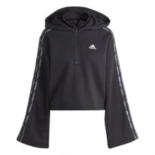 adidas Women's Cropped 1/4 Zip Hoodie Flared Sleeves Loose Fit Size XL