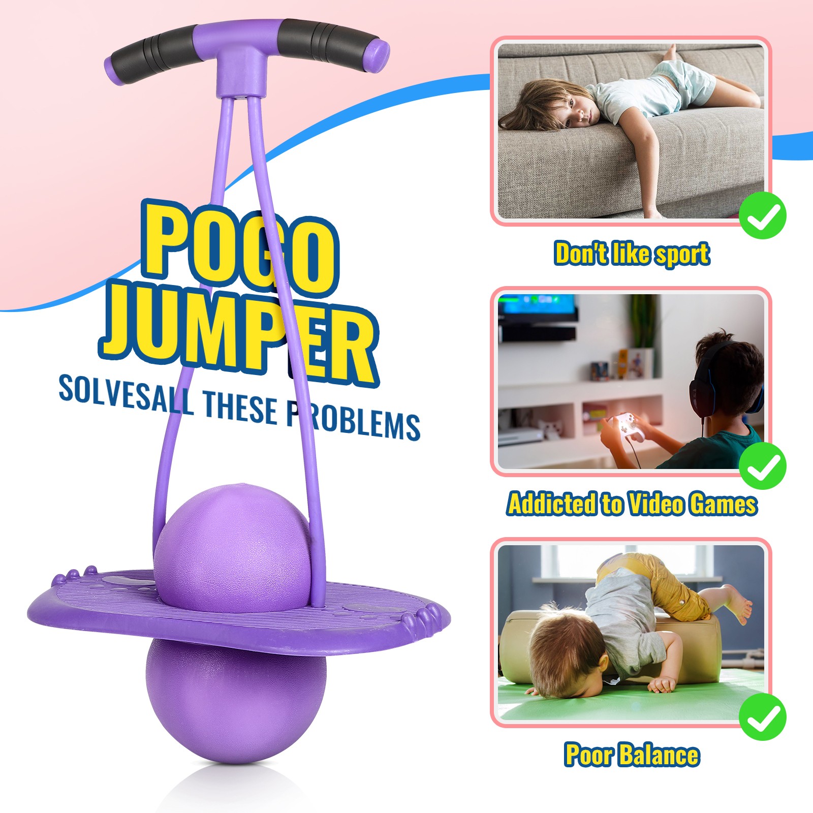 Kids Pogo Ball - Bounce & Play Hopper Ball for Age 5+,Sturdy Pogo Stick for Kids
