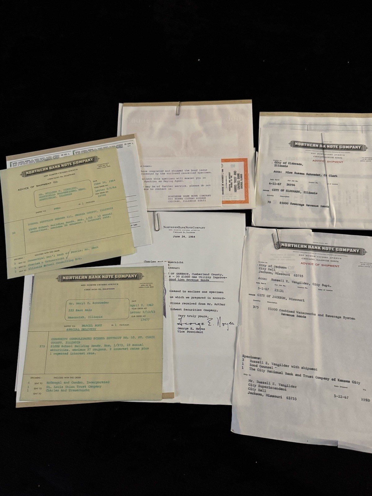 400+ SPECIMEN BOND  St Louis MISSOURI Illinois MISSISSIPPI + accompanying ppwork