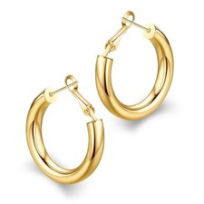 Gold Hoop Earrings for Women Chunky Hoops 14K Gold Plated Thick Hollow Tube L...