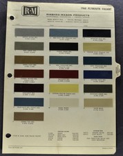 1968 Plymouth Paint Chip Colors Sheet Satellite Road Runner Gtx Barracuda Fury