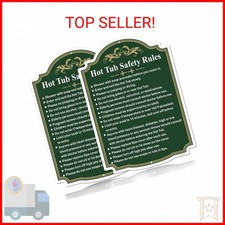 FKNSGR Hot Tub Safety Rules Sign 2 Pack, 10 x 14 inches Rust Free .040 Aluminum