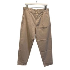 ZARA Men Beige Pleated Chino Trousers Pants Size 32 Khaki Rolled Hem Golf Casual