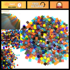 500g Stained Glass Mosaic Tiles - Transparent Square Pieces for Crafts, Mixed Co