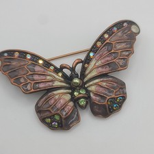 Vintage Joan Rivers Butterfly Brooch Rhinesto...