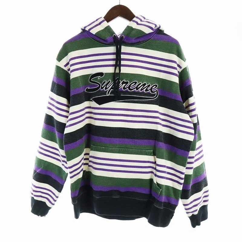 Sweat à capuche à capuche doublure polaire rayée manches longues logo taille M