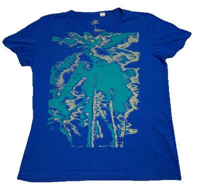 Hugo Boss Orange Artwork Beach Season Graphic T-shirt  Women's Blue Large RARE