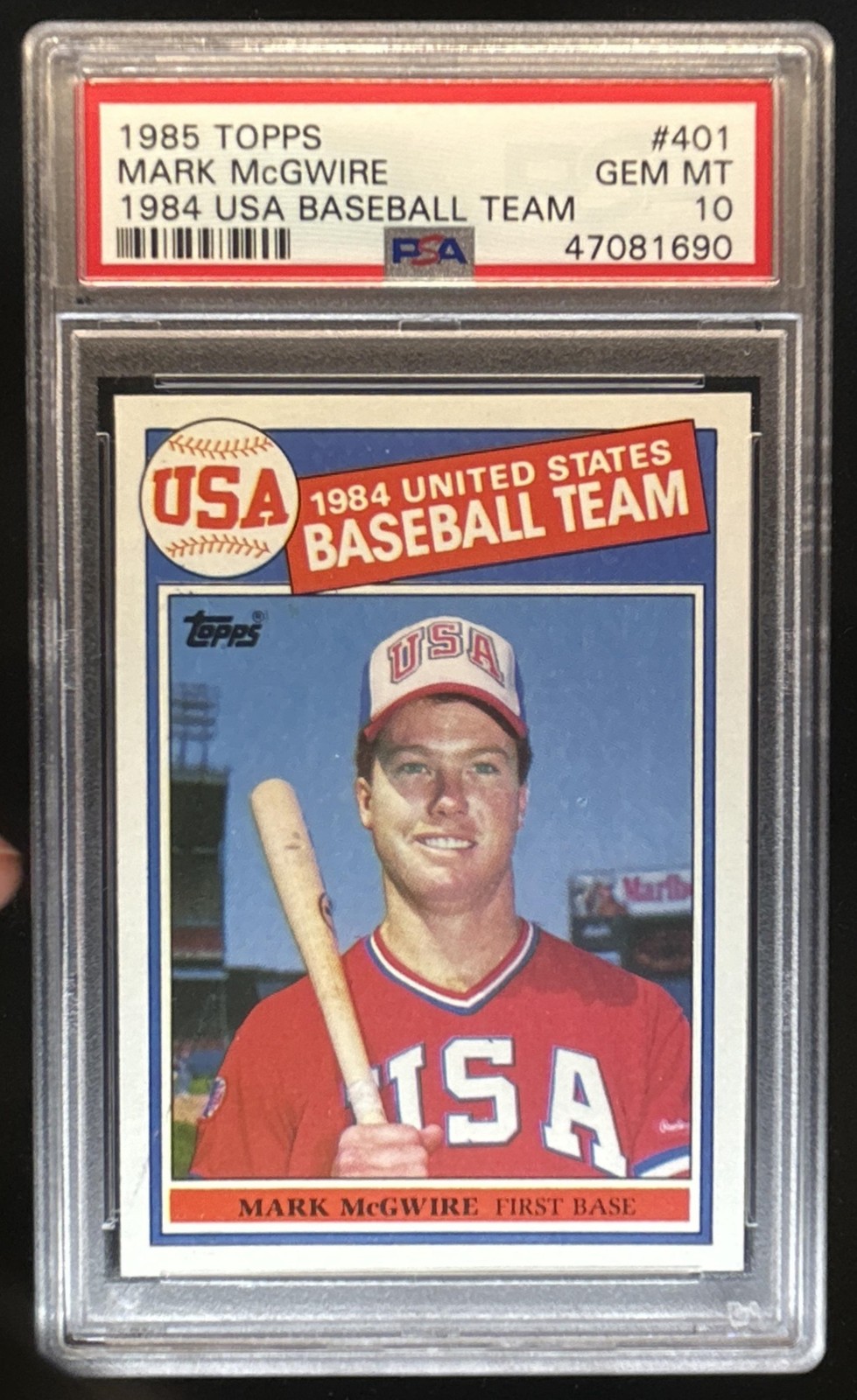1985 Topps Mark McGwire Rookie RC #401 USA PSA 10 GEM MINT
