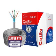 1000ft CAT5e FTP Ethernet Network Cable 24AWG CCA Solid Shielded Bulk Wire Gray