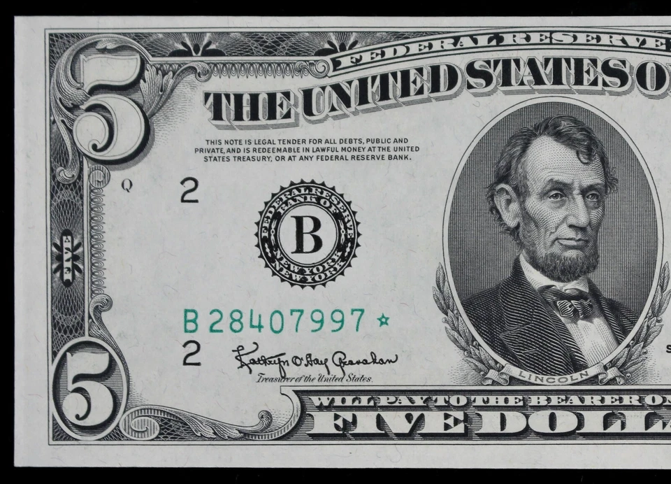 $5 1950E CU Star Federal Reserve Note B28407997* series E, five dollar, New York - Image 4 of 4