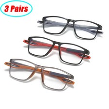 3PK Men TR90 Anti-blue Light Square Reading Glasses Sport Lightweight Glasses