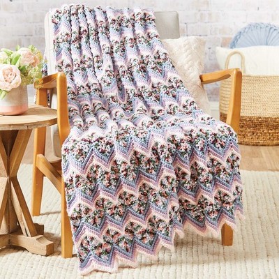 Herrschners  Peony Ripple Blanket Crochet Kit