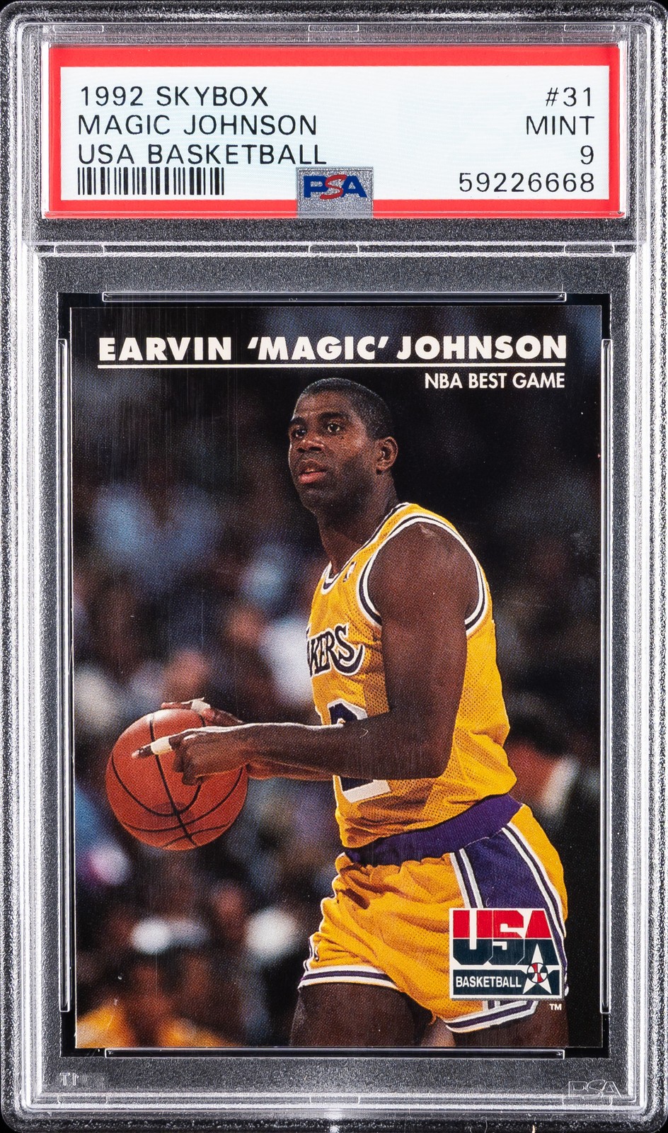 1992 SKYBOX USA BASKETBALL #31 MAGIC JOHNSON PSA 9