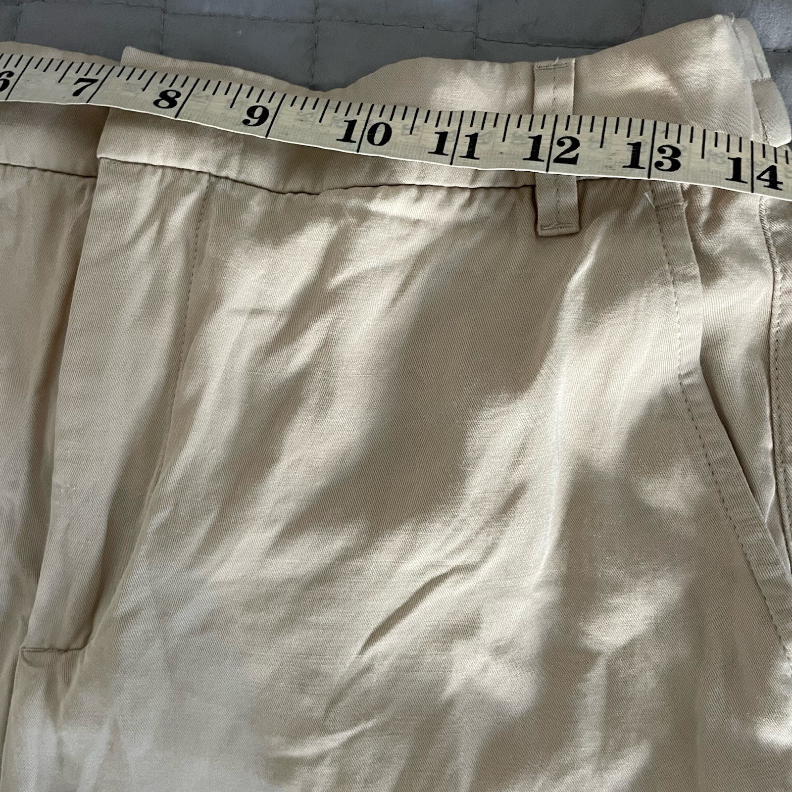 Zara Chino Shorts Beige Lyocell Flat Front With Pockets Size M thumbnail 9