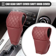 Universal Car Gear Shift Cover Automatic Shift Gear Cover Faux Leather Wine Red