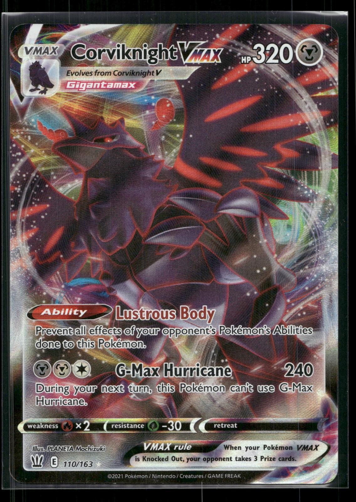 Corviknight VMAX 110/163 Holo VMAX Rare Battle Styles Pokemon Lightly Played