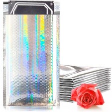 Holographic Metallic Bubble Mailers Self Seal Waterproof 100 Count 4 x 7 in