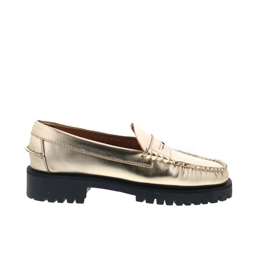 Sebago Dan Met Lug 761127W-989 Womens Gold Loafers & Slip Ons Penny Shoes Sebago Dan Met Lug 761127W-989 Womens Gold Loafers & Slip Ons Penny Shoes
