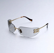 Miu Miu MU A51S 5AK50K Unisex Rectangle Sunglasses in Gold/Gray Lens PAKAGING