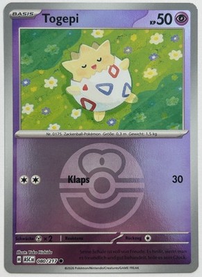 Togepi 080/217 Pokeball Reverse Holo Erhabene Helden Deutsch NM