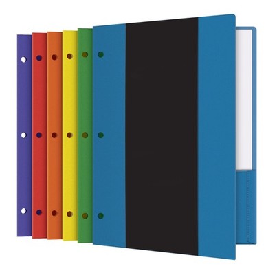 Plastic Portfolio Folders, 2 Pocket, Letter Size, 3 Hole Punch, 6 Colors