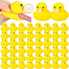 24 Pcs Yellow Rubber Ducks 2.2 Inch Blow Bubbles Duck Bath Toy with Sealed Plug