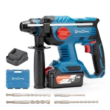 DongCheng 20V Max Cordless Rotary Hammer Drill, 7/8" SDS-Plus, 4 Application ...