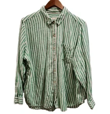 Universal Thread  Womens XL Green Stripe Linen Rayon Long Sleeve Button Shirt