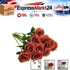 Artificial Rose 10pcs Faux Silk Flowers Long Stem Bouquet Wedding Decor