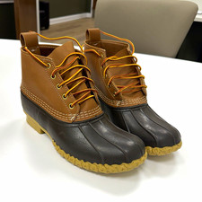L.L.Bean Waterproof Bean Duck Boots Tan/Brown Leather Lace-Up Men s US 9 D