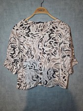 M&S collection 12 linen viscose animal print boxy short sleeve top button up