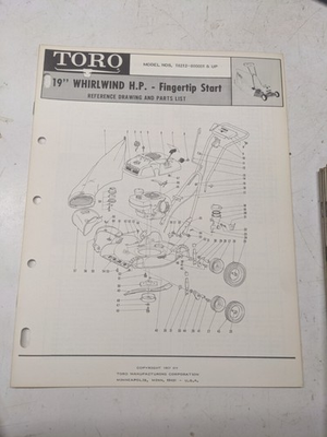 #ad TORO PARTS CATALOG LIST BOOK MANUAL REFERENCE DRAWING 19” WHIRLWIND HP 18212 $14.99