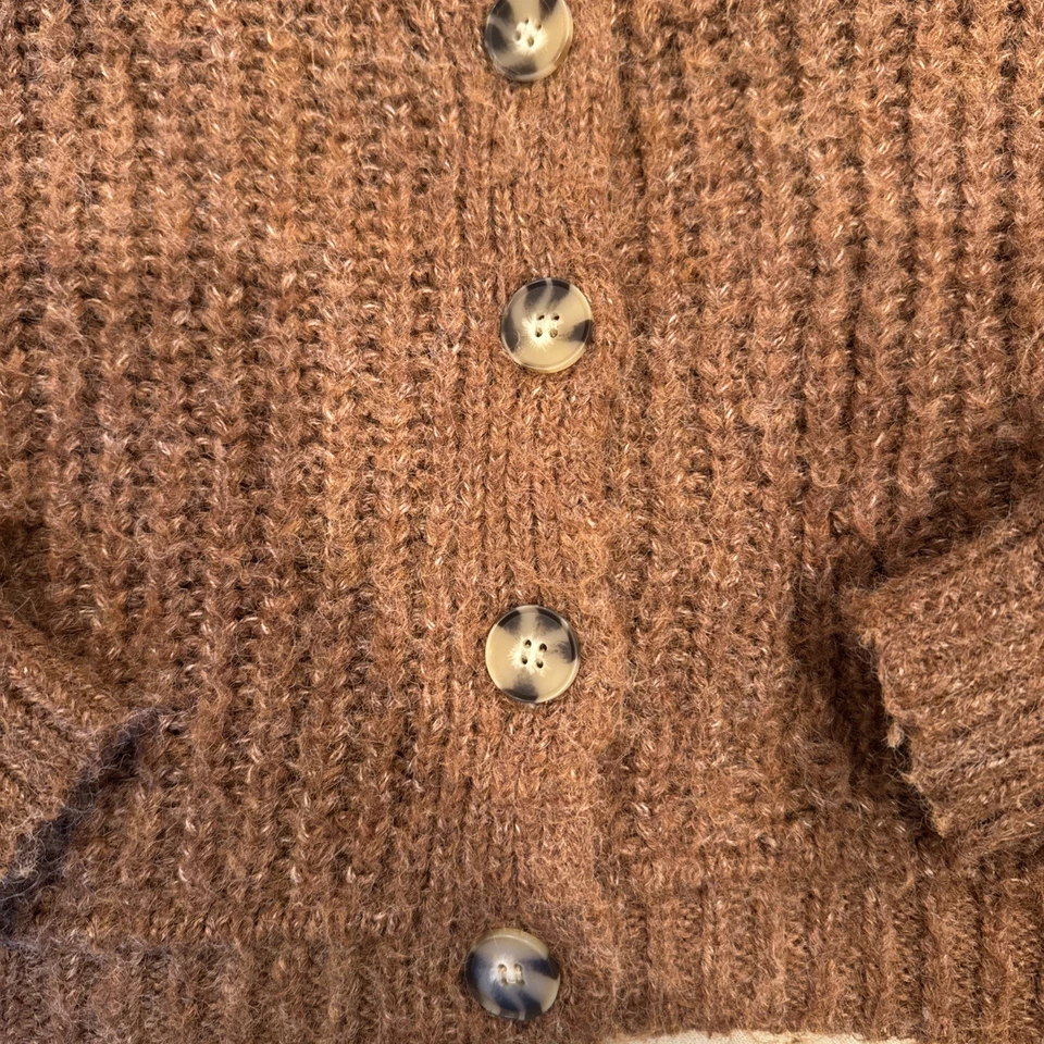 Cardigã suéter ZARA KIDS tamanho 6-7 mistura de lã bronzeado carmelo - Imagem 4 de 4