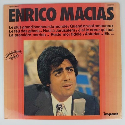 33 RPM Enrico Macias Vinyl LP 12 '' Le Plus Grand Bonheur Du Monde Impact EX/VG+