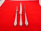 Wallace Sterling Silver Rosepoint Massive 3 Piece Roast Carving Set ZI-17