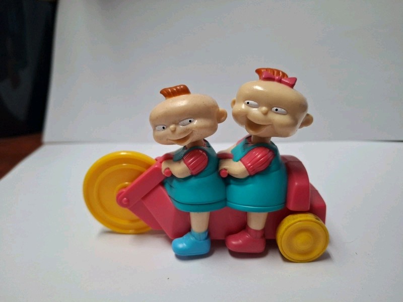 1998 Burger King Kids Toy - Rugrats Toy Phil and Lil on Bike Pullback Motion