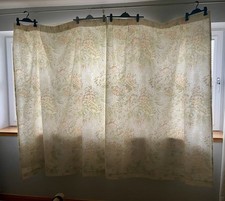 Handmade Floral Pencil Pleat Curtains Cream Linings & Tiebacks 52” x 67” Pair