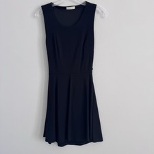 Just Me Black Open Back Dress Small Made USA Sleeveless Stretch