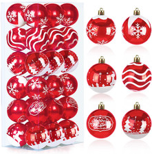 36 Pcs Red Christmas Ball Ornaments 2.3  Shatterproof Tree Decor Holiday Set 2PK