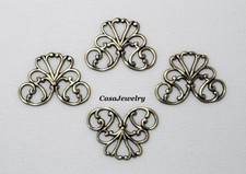 1937 ANTIQUED BRASS OPEN FILIGREE CONNECTOR - 4 Pcs