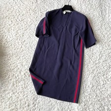 GUCCI Web Stripe Stretch Dress Navy Short Sleeve Italy Size 38