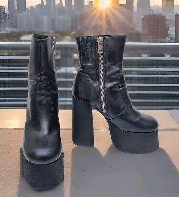 CURRENT MOOD Black Block High Heel Goth Punk Platform Boots CURRENT MOOD Black Block High Heel Goth Punk Platform Boots