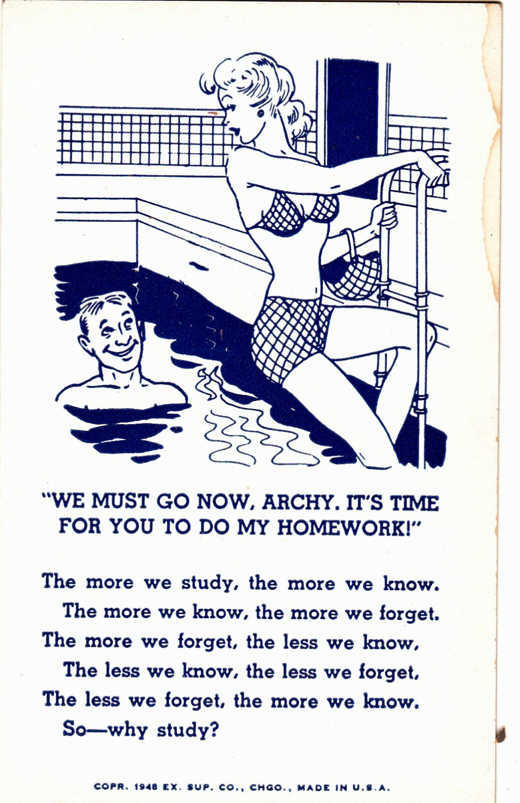 1948 Exhibit - 'LIMERICK' Card 'It's Time For You To Do My Homework' | eBay