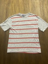 Vintage 90's Fuel Injection Gray Striped Cotton Tee Made in USA Medium