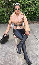 Designer Dolce & Gabbana Sable Brown Double Breast Buffalo Leather Coat Jacket S