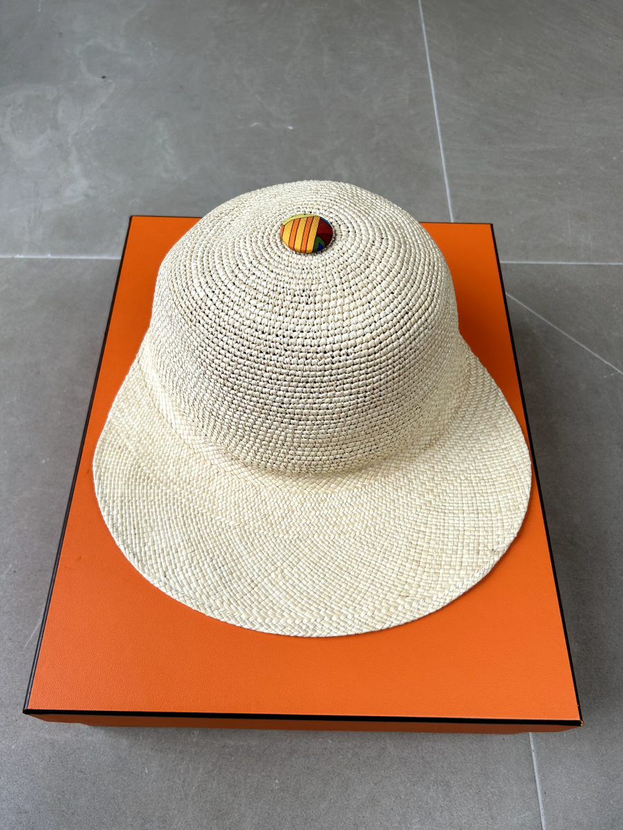 HERMES Casquette Femme Tanzanie Crochet Natural Color Straw Hat