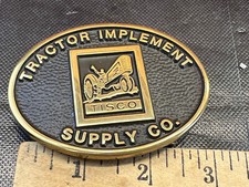 Vtg TRACTOR IMPLEMENT SUPPLY CO TISCO Solid Brass BELT BUCKLE Anacortes WA /100