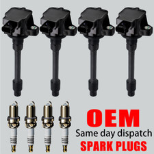 4X OEM Ignition Coil + Iridium Spark Plug For Honda Accord Civic 1.5L 2.0L UF781
